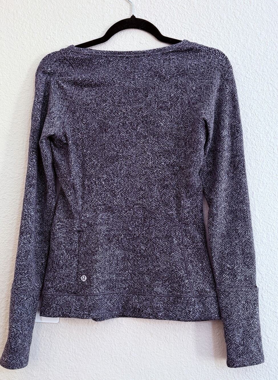 Lululemon Cypress Kiss Long Sleeve Heathered Gray Purple Top Size 6